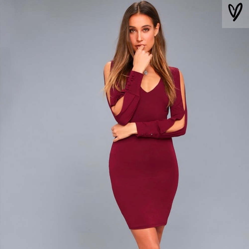 Lulu’s “All Eternity Wine Red Long Sleeve Dress”
